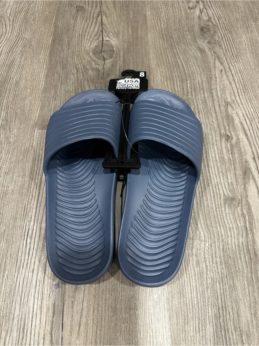 Athletic Works Men's Slate Blue Slide Sandals